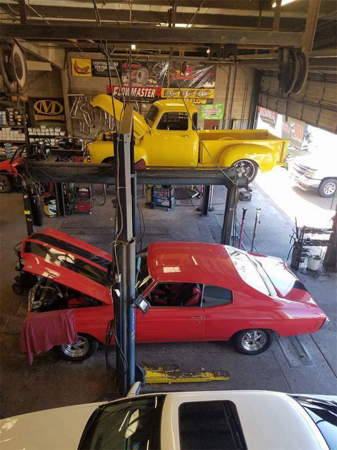 Some classic cars in the shop